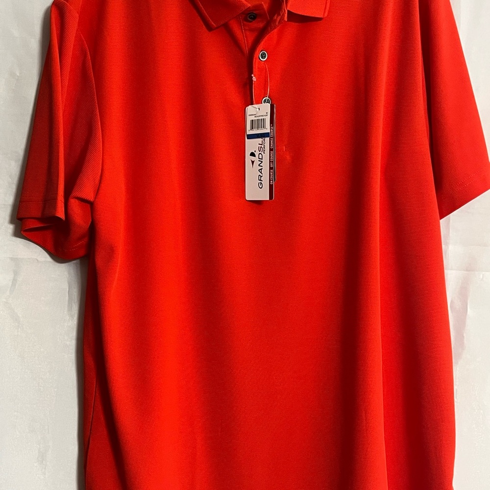 Grand Slam Polo Shirt Orange and Red Vibrant Design